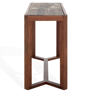 Safavieh Bernardi Marble Top Console Table - Elegant Acacia Wood Frame With Opulent Marble Surface For Style Walnut ,Brown Wood ,Marble Sfv9745b-2bx