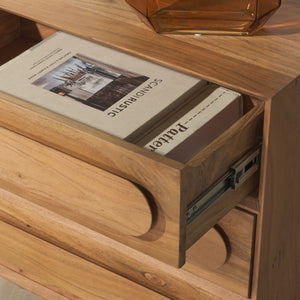 Safavieh LESLIETTE 3-Drawer Wood Nightstand – Solid Acacia, Natural Finish, Elegant Storage for Any Space SFV9748A