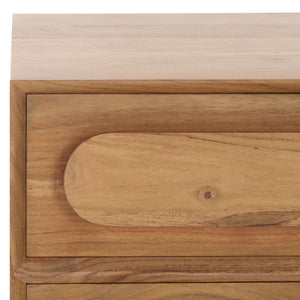 Safavieh Lesliette 3 Drawer Wood Nightstand Natural Wood, Acacia Wood Sfv9748A