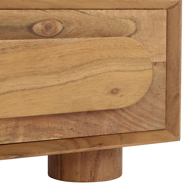 Safavieh Lesliette 3 Drawer Wood Nightstand Natural Wood, Acacia Wood Sfv9748A