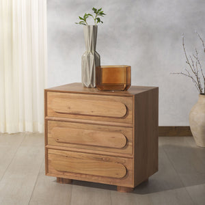 Safavieh LESLIETTE 3-Drawer Wood Nightstand – Solid Acacia, Natural Finish, Elegant Storage for Any Space SFV9748A