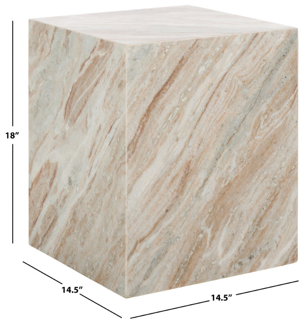 Safavieh Katharina Marble Plinth Accent Table White Marble ,Plywood, Marble Sfv9749A
