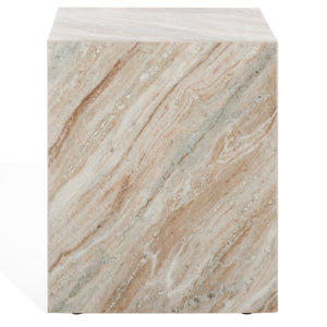 Safavieh Katharina Marble Plinth Accent Table White Marble ,Plywood, Marble Sfv9749A