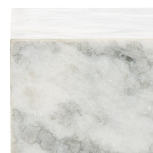 Safavieh Katharina Marble Plinth Accent Table Brown ,White Marble ,Plywood, Marble Sfv9749B