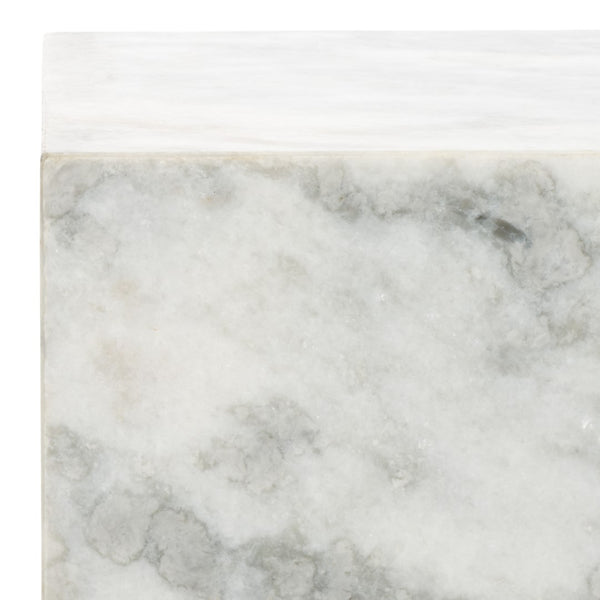 Safavieh Katharina Marble Plinth Accent Table Brown ,White Marble ,Plywood, Marble Sfv9749B