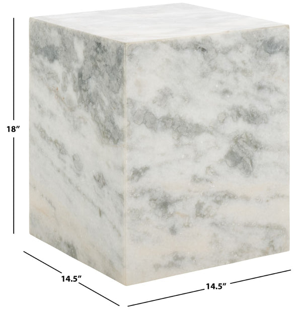 Safavieh Katharina Marble Plinth Accent Table Brown ,White Marble ,Plywood, Marble Sfv9749B
