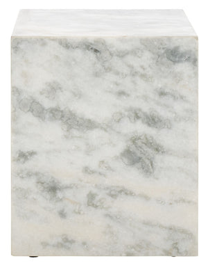Safavieh Katharina Marble Plinth Accent Table Brown ,White Marble ,Plywood, Marble Sfv9749B