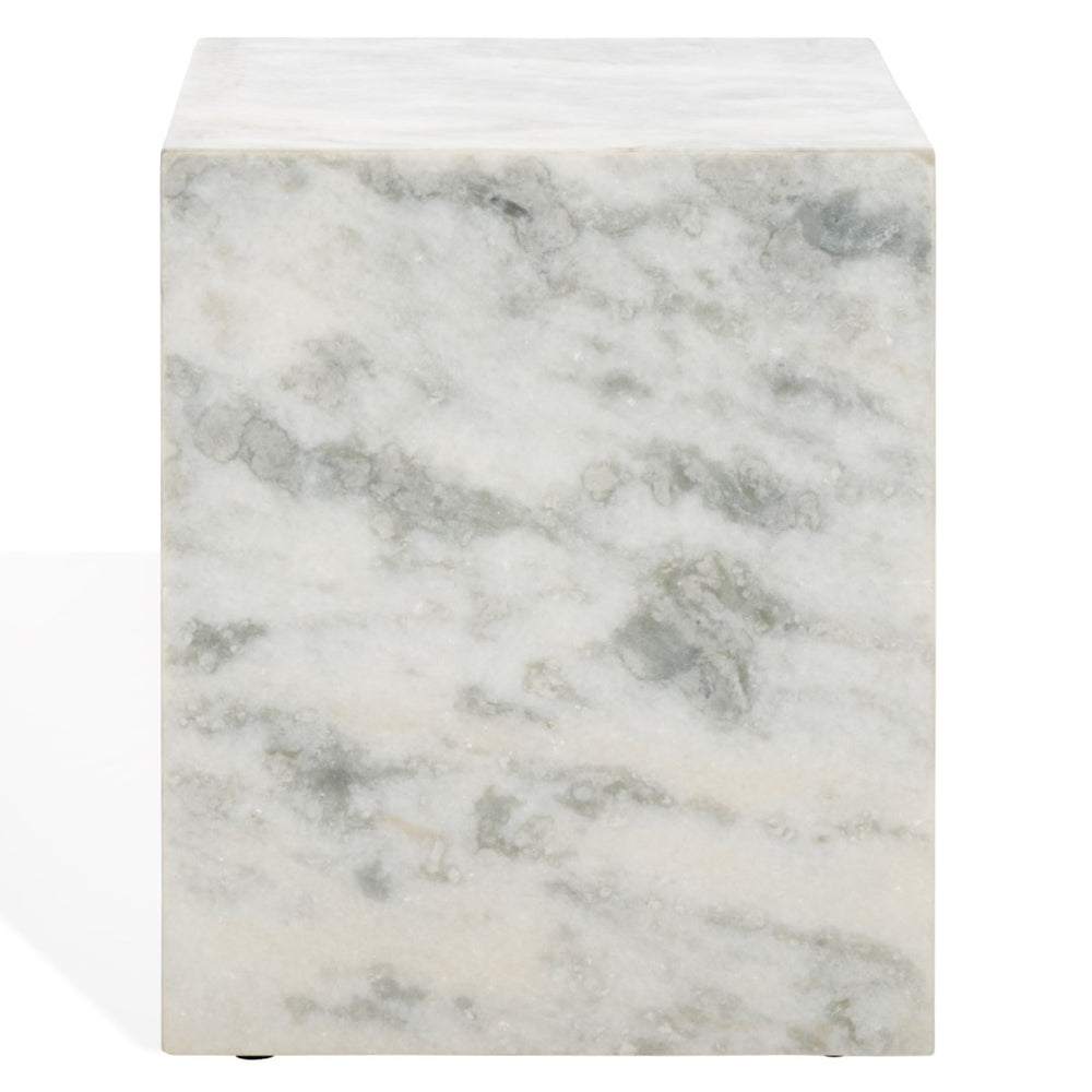Safavieh Katharina Marble Plinth Accent Table Brown ,White Marble ,Plywood, Marble Sfv9749B