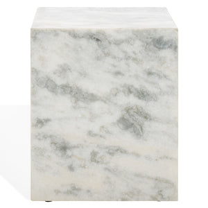 Safavieh Katharina Marble Plinth Accent Table Brown ,White Marble ,Plywood, Marble Sfv9749B