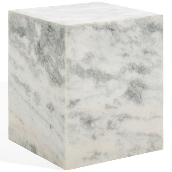Safavieh Katharina Marble Plinth Accent Table Brown ,White Marble ,Plywood, Marble Sfv9749B
