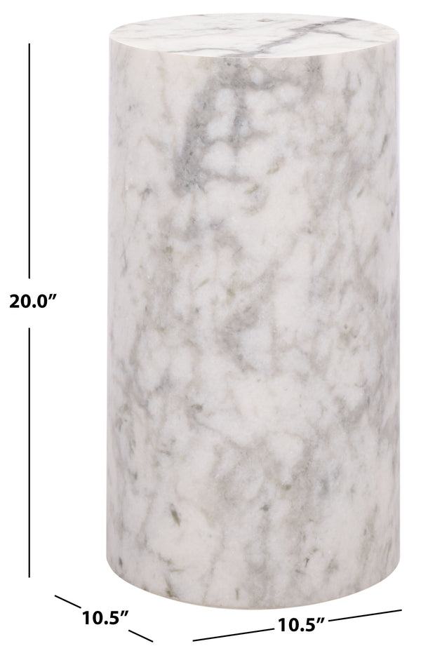 Safavieh Leahbryanna Round Marble Drink Table - Chic Accent Piece For Modern Living Room Sophistication White Marble Sfv9750a