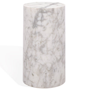 Safavieh Leahbryanna Round Marble Drink Table - Chic Accent Piece For Modern Living Room Sophistication White Marble Sfv9750a