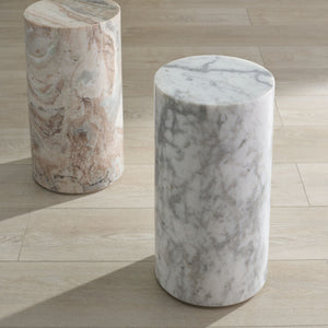 Safavieh Leahbryanna Round Marble Drink Table - Chic Accent Piece For Modern Living Room Sophistication White Marble Sfv9750a