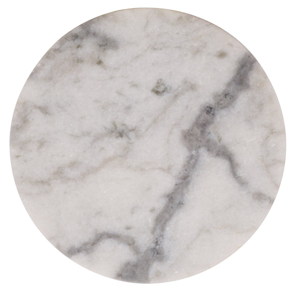 Safavieh LEAHBRYANNA Round Marble Drink Table - Modern Accent for Living Spaces, Stylish and Durable Design White SFV9750A