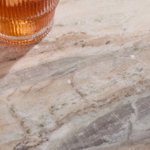 Safavieh Leahbryanna Round Marble Drink Table - Chic Accent Piece For Modern Living Room Sophistication White ,Brown Marble Sfv9750b