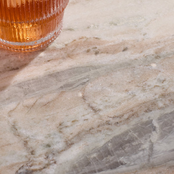 Safavieh Leahbryanna Round Marble Drink Table - Chic Accent Piece For Modern Living Room Sophistication White ,Brown Marble Sfv9750b