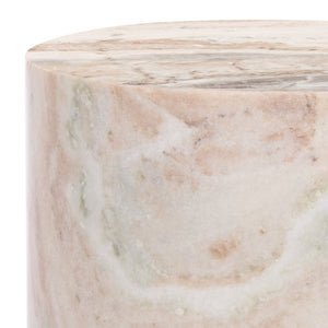 Safavieh Leahbryanna Round Marble Drink Table - Chic Accent Piece For Modern Living Room Sophistication White ,Brown Marble Sfv9750b