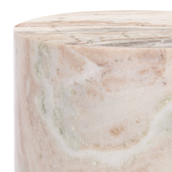 Safavieh Leahbryanna Round Marble Drink Table - Chic Accent Piece For Modern Living Room Sophistication White ,Brown Marble Sfv9750b