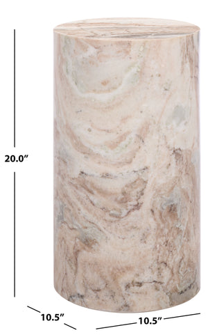 Safavieh Leahbryanna Round Marble Drink Table - Chic Accent Piece For Modern Living Room Sophistication White ,Brown Marble Sfv9750b