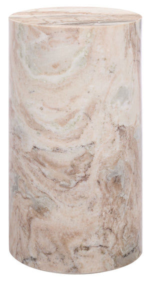 Safavieh Leahbryanna Round Marble Drink Table - Chic Accent Piece For Modern Living Room Sophistication White ,Brown Marble Sfv9750b