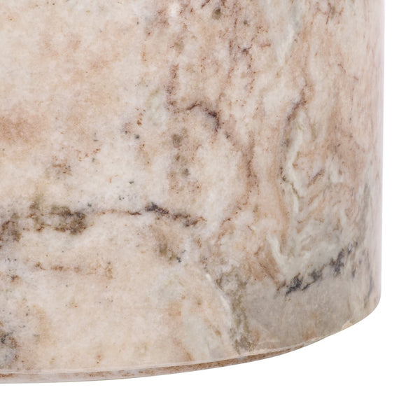 Safavieh Leahbryanna Round Marble Drink Table - Chic Accent Piece For Modern Living Room Sophistication White ,Brown Marble Sfv9750b