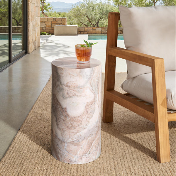 Safavieh Leahbryanna Round Marble Drink Table - Chic Accent Piece For Modern Living Room Sophistication White ,Brown Marble Sfv9750b
