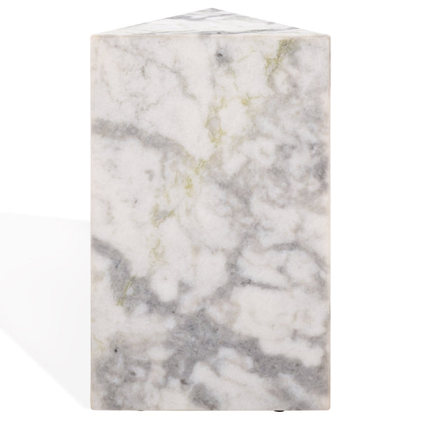 Safavieh Leahbryanna Triangle Marble Drink Table - Chic Accent Piece For Modern Living Spaces And Decor White Marble Sfv9751a