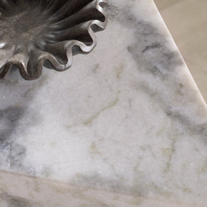 Safavieh Leahbryanna Triangle Marble Drink Table - Chic Accent Piece For Modern Living Spaces And Decor White Marble Sfv9751a