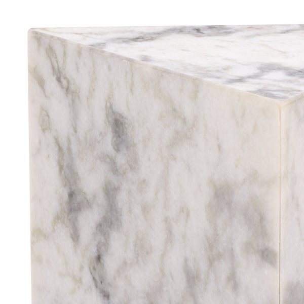 Safavieh Leahbryanna Triangle Marble Drink Table - Chic Accent Piece For Modern Living Spaces And Decor White Marble Sfv9751a