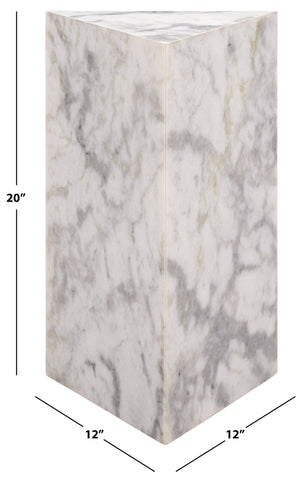 Safavieh Leahbryanna Triangle Marble Drink Table - Chic Accent Piece For Modern Living Spaces And Decor White Marble Sfv9751a