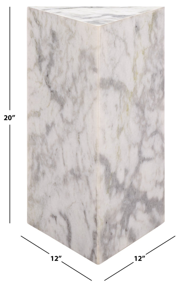 Safavieh Leahbryanna Triangle Marble Drink Table - Chic Accent Piece For Modern Living Spaces And Decor White Marble Sfv9751a