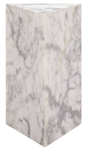 Safavieh Leahbryanna Triangle Marble Drink Table - Chic Accent Piece For Modern Living Spaces And Decor White Marble Sfv9751a