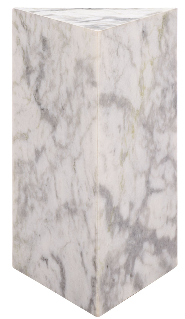 Safavieh Leahbryanna Triangle Marble Drink Table - Chic Accent Piece For Modern Living Spaces And Decor White Marble Sfv9751a