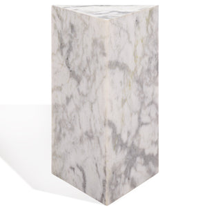 Safavieh Leahbryanna Triangle Marble Drink Table - Chic Accent Piece For Modern Living Spaces And Decor White Marble Sfv9751a