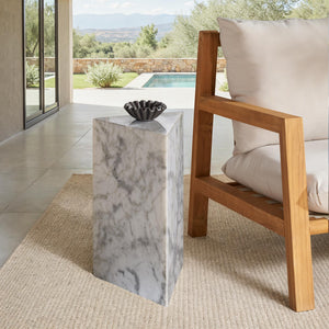 Safavieh Leahbryanna Triangle Marble Drink Table - Chic Accent Piece For Modern Living Spaces And Decor White Marble Sfv9751a