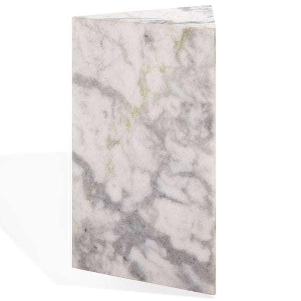 Safavieh Leahbryanna Triangle Marble Drink Table - Chic Accent Piece For Modern Living Spaces And Decor White Marble Sfv9751a
