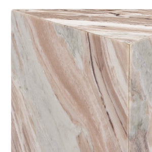 Safavieh Leahbryanna Triangle Marble Drink Table - Chic Accent Piece For Modern Living Spaces And Decor White ,Brown Marble Sfv9751b