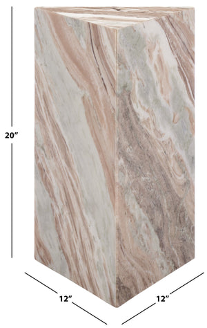 Safavieh Leahbryanna Triangle Marble Drink Table - Chic Accent Piece For Modern Living Spaces And Decor White ,Brown Marble Sfv9751b