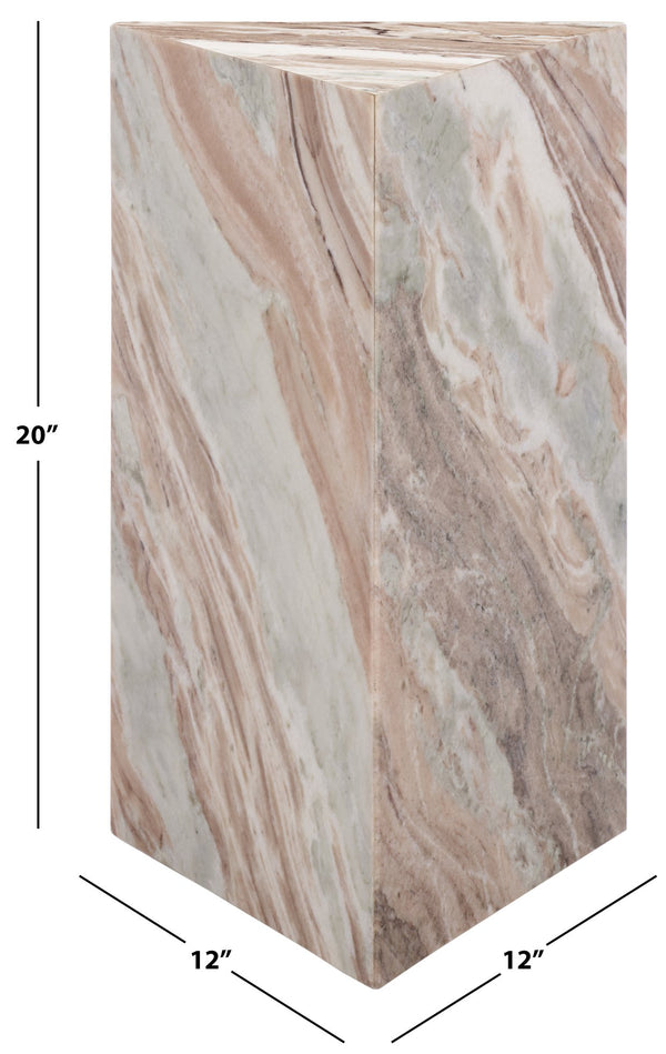 Safavieh Leahbryanna Triangle Marble Drink Table - Chic Accent Piece For Modern Living Spaces And Decor White ,Brown Marble Sfv9751b