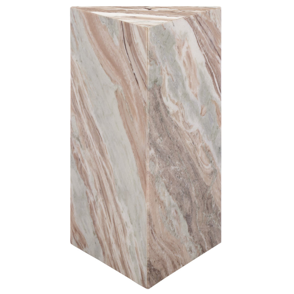 Safavieh Leahbryanna Triangle Marble Drink Table - Chic Accent Piece For Modern Living Spaces And Decor White ,Brown Marble Sfv9751b