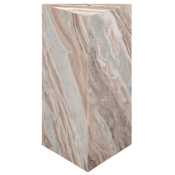 Safavieh Leahbryanna Triangle Marble Drink Table - Chic Accent Piece For Modern Living Spaces And Decor White ,Brown Marble Sfv9751b