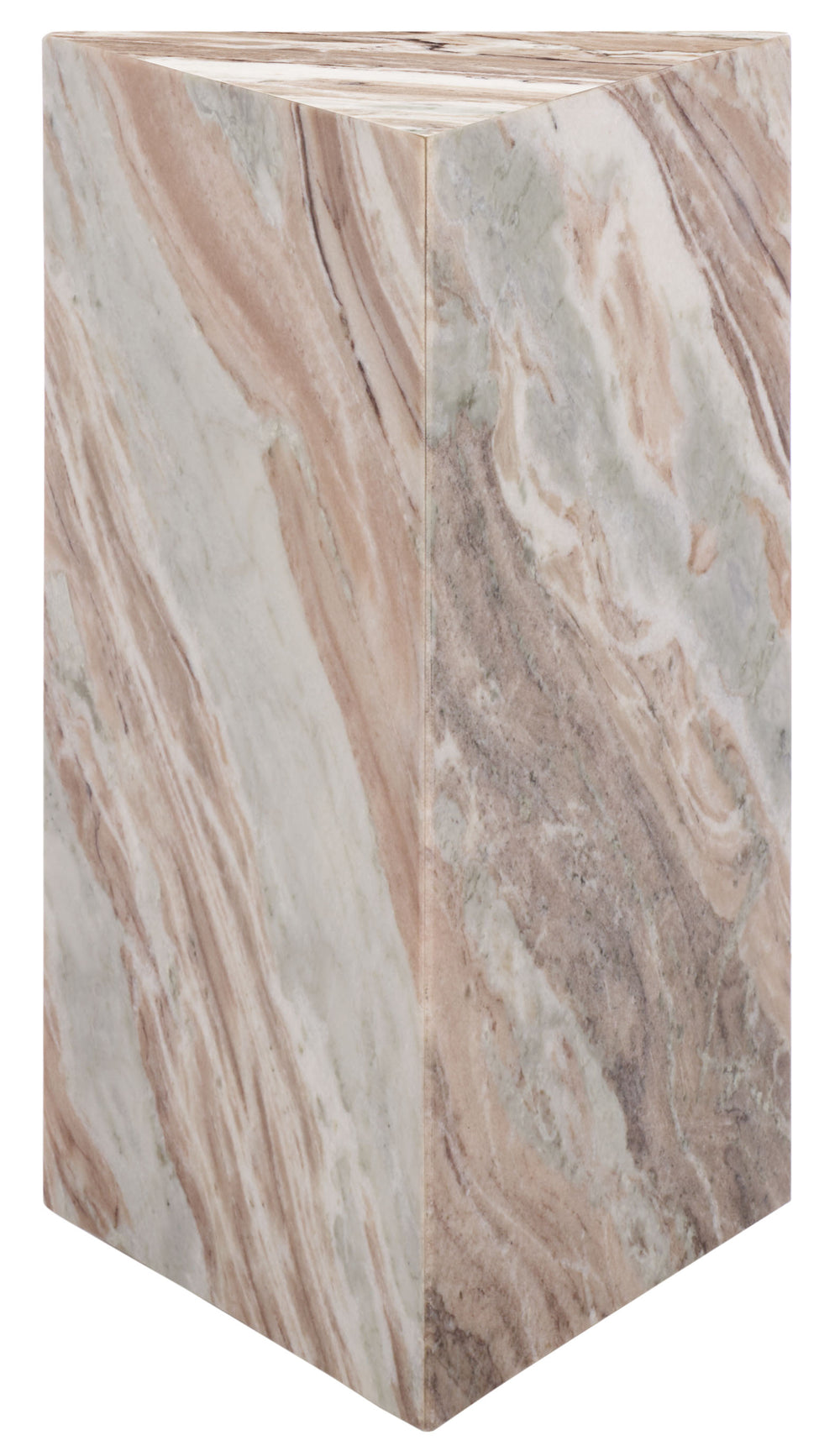 Safavieh Leahbryanna Triangle Marble Drink Table - Chic Accent Piece For Modern Living Spaces And Decor White ,Brown Marble Sfv9751b