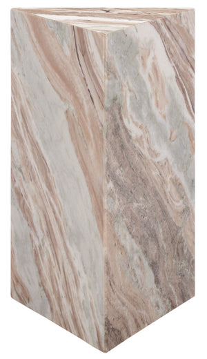 Safavieh Leahbryanna Triangle Marble Drink Table - Chic Accent Piece For Modern Living Spaces And Decor White ,Brown Marble Sfv9751b