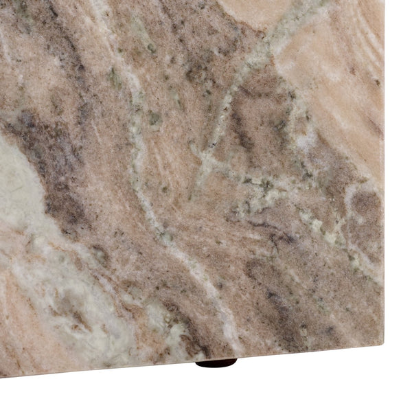 Safavieh Leahbryanna Triangle Marble Drink Table - Chic Accent Piece For Modern Living Spaces And Decor White ,Brown Marble Sfv9751b