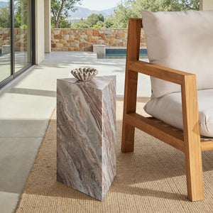 Safavieh Leahbryanna Triangle Marble Drink Table - Chic Accent Piece For Modern Living Spaces And Decor White ,Brown Marble Sfv9751b