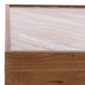 Safavieh Jaslina Marble Top Square Coffee Table - Elegant Dark Walnut & Brown Design For Chic Living Spaces Dark Walnut ,Brown Marble ,Wood Sfv9754a-2bx