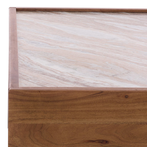 Safavieh Jaslina Marble Top Square Coffee Table - Elegant Dark Walnut & Brown Design For Chic Living Spaces Dark Walnut ,Brown Marble ,Wood Sfv9754a-2bx