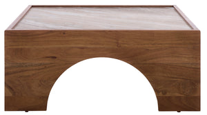 Safavieh Jaslina Marble Top Square Coffee Table - Elegant Dark Walnut & Brown Design For Chic Living Spaces Dark Walnut ,Brown Marble ,Wood Sfv9754a-2bx