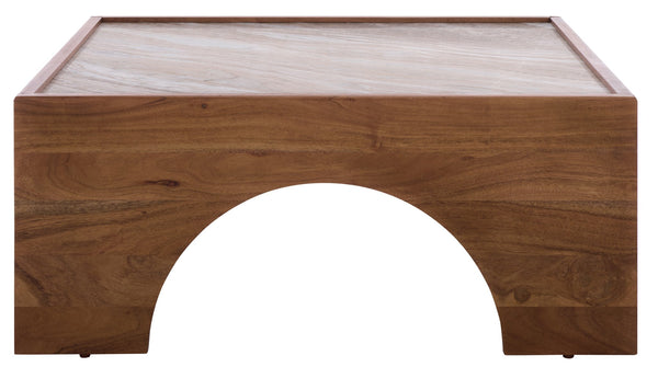 Safavieh Jaslina Marble Top Square Coffee Table - Elegant Dark Walnut & Brown Design For Chic Living Spaces Dark Walnut ,Brown Marble ,Wood Sfv9754a-2bx