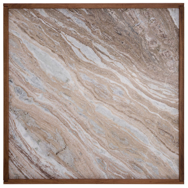 Safavieh Jaslina Marble Top Square Coffee Table - Elegant Dark Walnut & Brown Design For Chic Living Spaces Dark Walnut ,Brown Marble ,Wood Sfv9754a-2bx